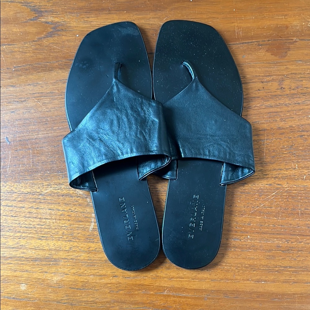 Everlane Black Sandals Minimalist Slide Design